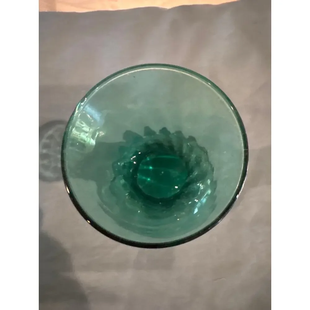 Vtg Indiana Glass Evergreen Aqua Green Bud Vase Bulbous Onion Fluted  8